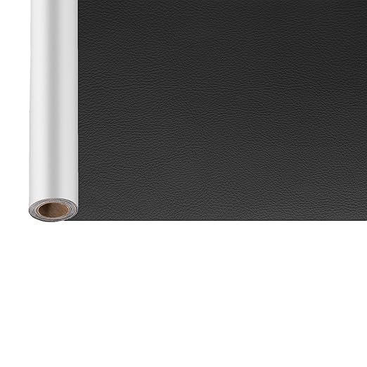 Leather Repair Patch, 17X60 Inch Self Adhesive Vinyl Repair Patch Kit, Leather Patches for Furniture, Couches, Car Seats, Cabinets, Wall, Handbags - Dark Black