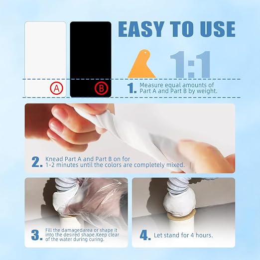 Epoxy Putty 10oz High Strength Filler Metal Wood Tile Ceramic | Strong bonding, fast cure, fits metal wood tile ceramic, moldable sculpt fill clay, waterproof putty stops leaks permanently