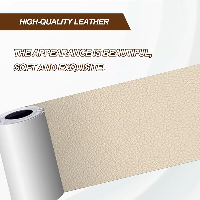 Leather Repair Patch Tape Beige 4 x 63 Inches Self Adhesive Leather Repair Kit for Excellent Adhesion Leather Repair Patch Self Adhesive for Car Seat, Motorcycle Seat, Automobile Parts