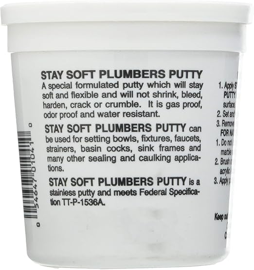Black Swan Stay Soft Plumbers Putty, 28oz - Crack-Resistant, Ideal for Sink Drain, Faucets & Fixtures, Stretchable Plumber Putty - White