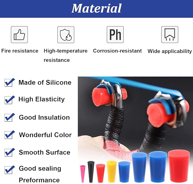 Tnisesm 100Pcs Silicone Rubber Tapered Plug Assortment Kits 1/16" to 1/2" for Masking Off Holes During Powder Coating, Painting, Hydro Dipping, Media Blasting