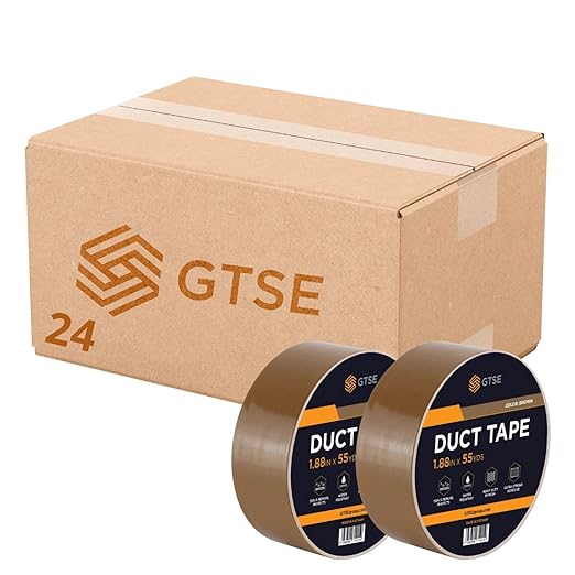 GTSE Brown Duct Tape, 2 Inches x 55 Yards (164 ft), Heavy Duty, Waterproof Repair Tape for Indoor or Outdoor Use, 24 Rolls