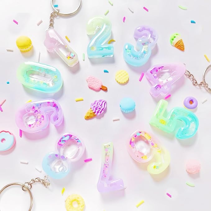 Number Resin Shaker Molds Set 0-9 Keychain Charms Pack of 22 Epoxy Silicone Trays Precision Tip Applicator Bottle Kit Bundle