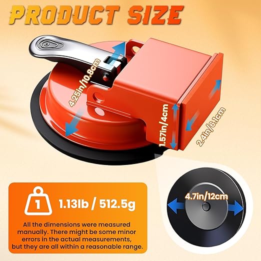 Floor Gap Fixer Tool Laminate Flooring Tools Wood Floor Repair Kit Vacuum Suction Cup Plank Grabber Power Shunting Installation for Flooring Seam Setter Fixing Grabber Leveler(Orange)