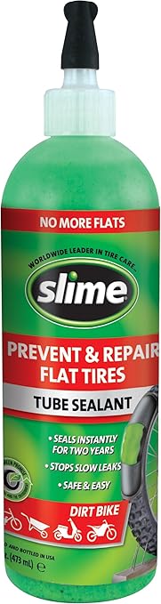 Slime 10004 Dirt Bike Tube Puncture Repair Sealant, Prevent and Repair, Suitable for All Dirt Bikes with Tubes, Non-Toxic, Eco-Friendly, 16oz Bottle