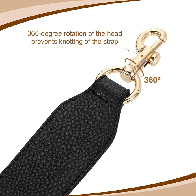 uxcell 22.83 Inch PU Leather Short Bag Strap with Clasp, Purse Handles Handbags Replacement Straps for Clutch Bag Crossbody Underarm Bags, Black, Gold Buckle