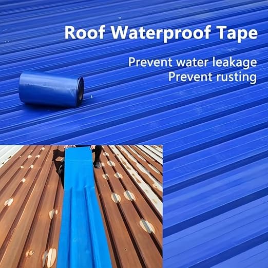 Waterproof Sealant Tape Self Adhesive Rubberized Asphalt Tape for RV Roof Metal Roof Corrugated Roof Leak Repair UV Resistant Heavy Duty Waterproofing Membrane(Blue, 19.68in*196.85in)