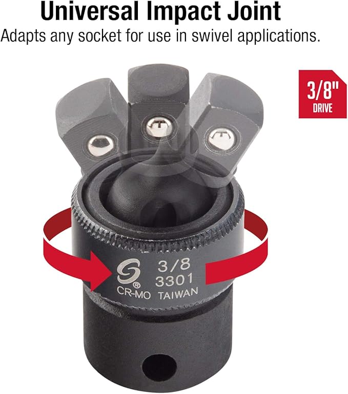 Sunex Universal Impact Joints, 3/8 Inch & 1/2 Inch Drive