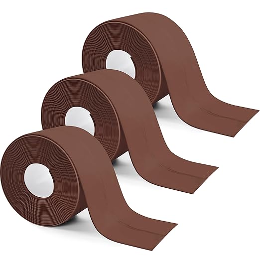 3 Rolls 10.5 Feet Caulk Tape Toilet Caulking Strip Self Adhesive Bathroom Sealing Peel and Stick Caulk Strip for Bathtub, 1.5 Inches (Brown)