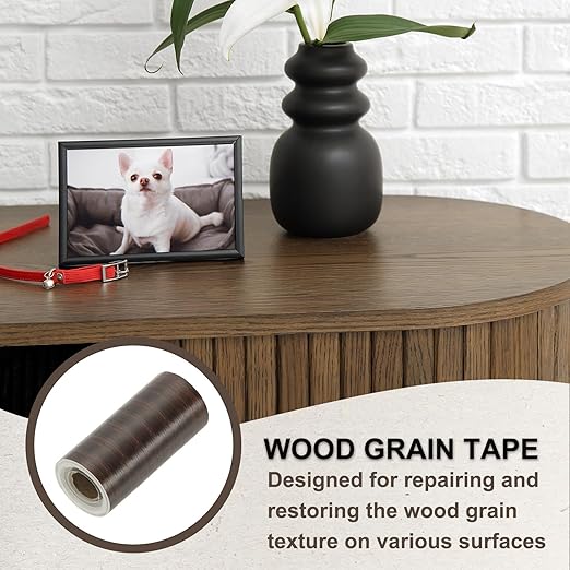 PATIKIL Wood Grain Tape 4.7" x 32 ft, Self-Adhesive Wood Texture Repair Tape Realistic Wooden Effect Patch for Furniture Cabinets Floor Walls, Black Walnut