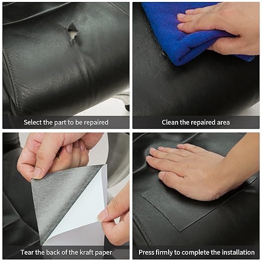 Leather Repair Patch 17x158 inch Large Self-Adhesive Leather Repair Tape, Reupholster Leather Patches for Furniture Couch Chairs Car Seat (Black, 17x158 inch)