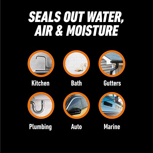 Gorilla Ultimate Sealant Kitchen & Bath Caulk, Paintable & Waterproof, 9 oz Cartridge, White