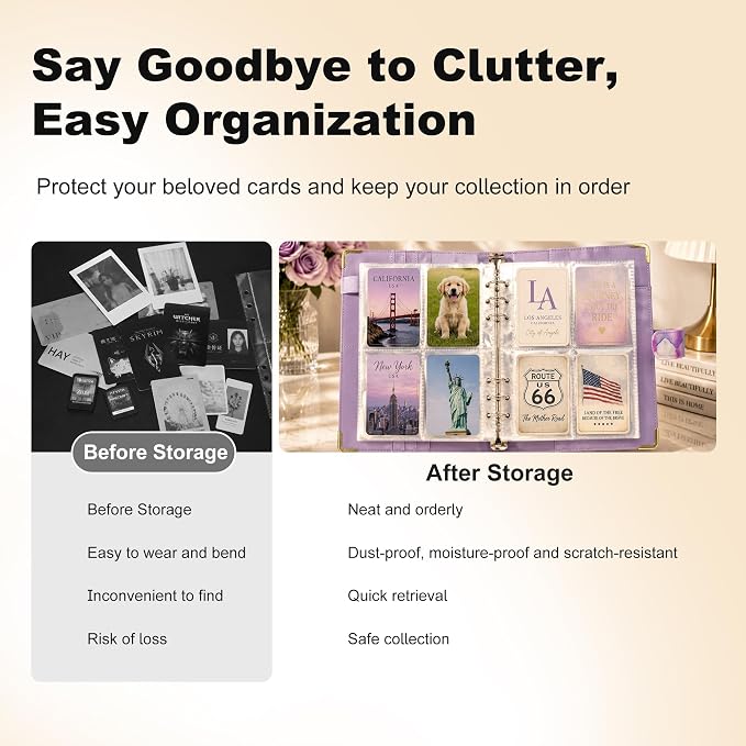 Convend A5 Kpop Photocard Binder,6 Ring Refillable Binder Album with 240 Card Slots,PU Leather Cover,Magnetic Closure for K-pop Photocards,Trading Cards,Game Cards,Marble Purple