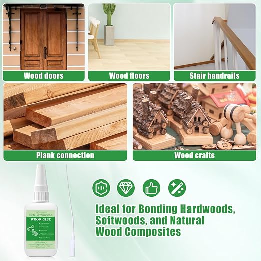 50g Wood Glue Clear- Heavy Duty Wood Glue for Furniture Woodworking, Strong Adhesive Waterproof Super Glue Gel for Wood Crafts