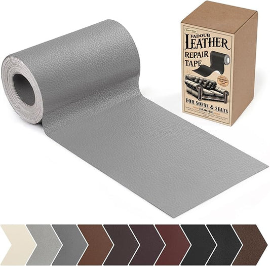 Leather Repair Patch, 4 x 63In Self Adhesive Leather Repair Tape for Furniture, Vinyl Repair Tape for Repairing Vinyl, Couch, Sofa, Car Seats, Car Interior (Gray)