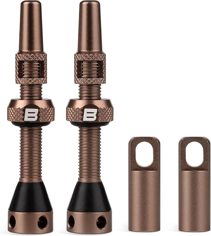 BWSHLF Tubeless Presta Valve Stem 40/44/55/60/65/70/80/100 mm, Super Light Alloy Presta Valve Stem Kit with Valve Core Remover Tool and Valve Stem Caps - Multiple Color and Size Options(Pair)