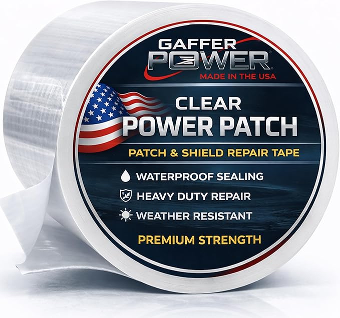 Gaffer Power Clear Butyl Seal Tape 4” x 5 FT – Transparent Waterproof Leak Repair Tape for Roof, Gutters, Pipes & RV – Heavy Duty, Flexible, Weatherproof, Made in USA