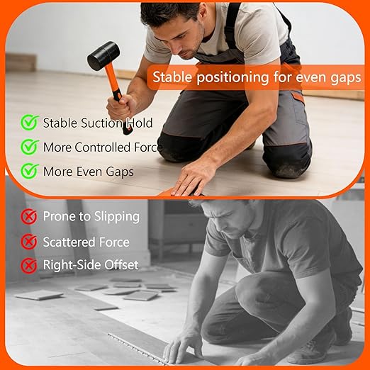 Floor Gap Fixer Tool, Plank Grabber Floor Fix Pro for Laminate, Wood, Tile & Vinyl Flooring - Heavy-Duty Aluminum Alloy Tool with Suction Cup & 5 Nano Pads, Family