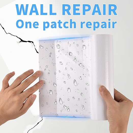 Wall Patch Repair Roll, 7.87" x 32.8' Waterproof Self-Adhesive Tape for Holes, Blemishes, Pool Liners, Vinyl Skirting, Durable White Patching Solution