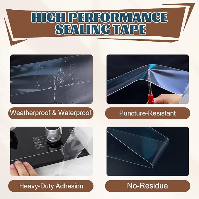 Window Sealing Tape 2 Inch x 16.5 FT Transparent Weather Stripping Residue-Free Clear Window Insulation Caulk for Windows ac Insulation Shower Glass Gaps Tape Door Windproof (2 Inch x 16.5FT)