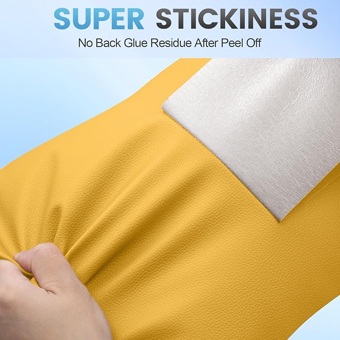 Leather Repair Patch Tape Kit, 4" x 63" Self Adhesive Leather Repair Patch for Furniture, Vinyl Leather Repair Kit for Car Seat, Chairs, Couch, Sofa, Boat Yellow