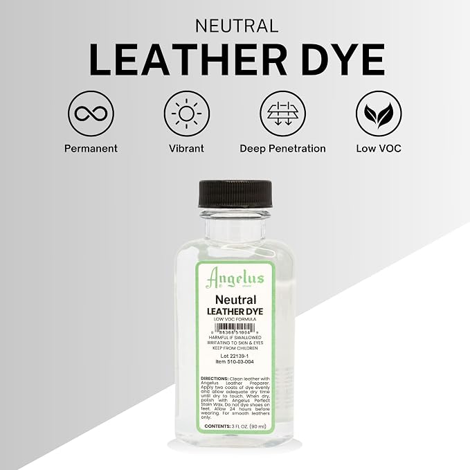 Angelus Leather Dye - Flexible Leather Dye for Shoes, Boots, Bags, Crafts, Furniture, & More 3oz, Dauber Included (Neutral)