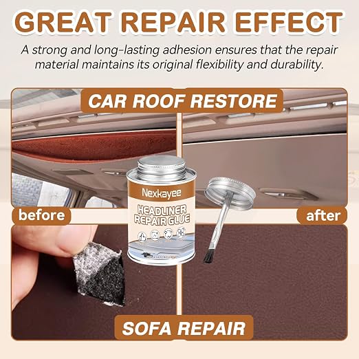 Headliner Glue for Cars, Upholstery Adhesive for Roof Liner Repair | Strong headliner glue for fabric, leather and roof liners. Heat resistant, flexible formula for durable car interior repairs