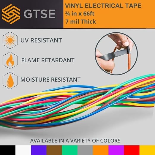 GTSE Green Electrical Tape, ¾ in x 66ft, 1PC, Strong Self-Adhesive PVC Insulation Vinyl Tape for Insulating, Repairing and Protecting Electrical