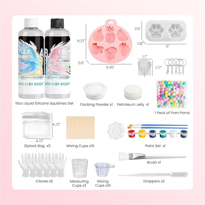 Taba Squishy Making Kit, Resiners 18oz TabaSquishy Kit for Stress Relief Gift Entertainment 1:1 Ab Squishies Gel Set & Molds for Make Your Own Squishies for Beginner & Adults