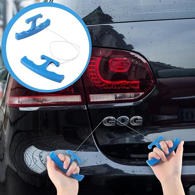 Therwen Car Emblem Removal Tool Wrap Tools Plate Line Badge Remover Car Surface Emblem Removal Kit with Extra 5M PE Cables for Vehicle Window Film Installation (Blue)