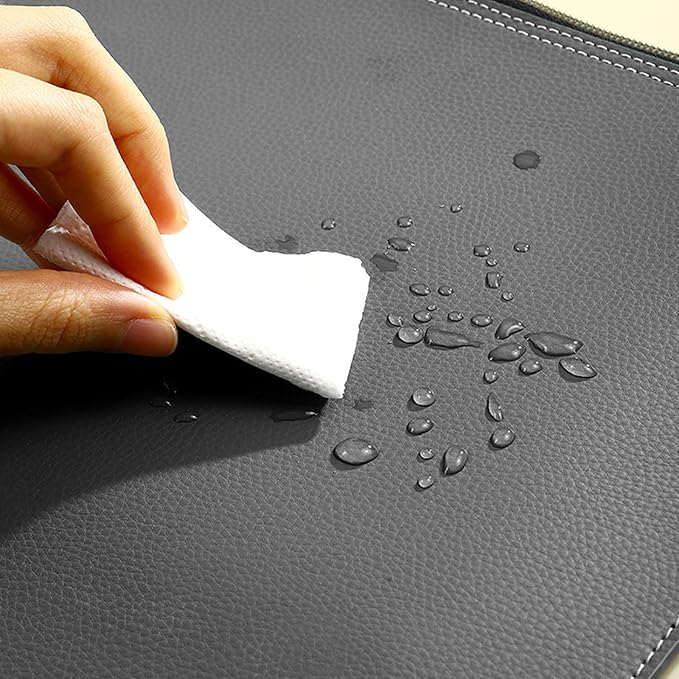 PU Leather A4 File Folder Zipper Document Holder Envelope Folder Case for Receipt Contract (Gray)