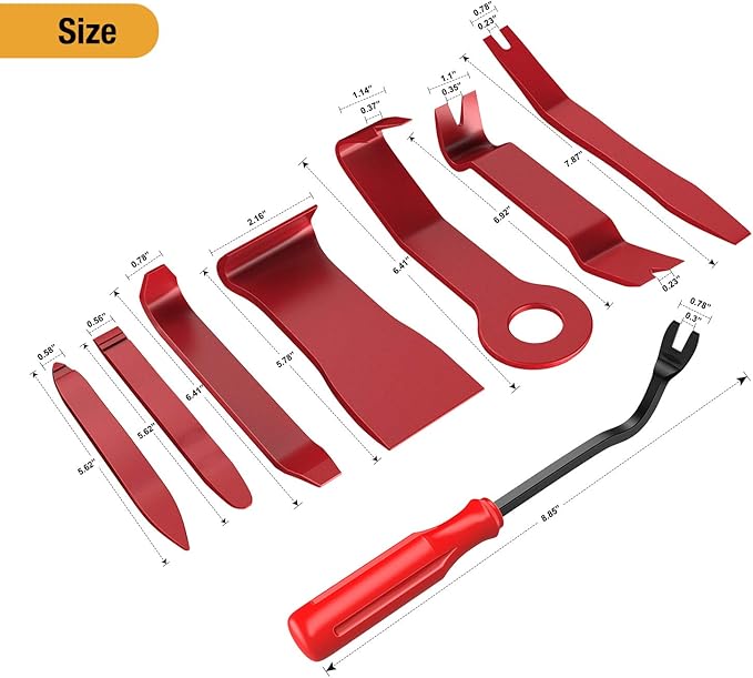GOOACC 8PCS Auto Trim Scratch Removal Tool Car Audio Dash Panel Window Molding Fastener Remover Tool Kit-Red
