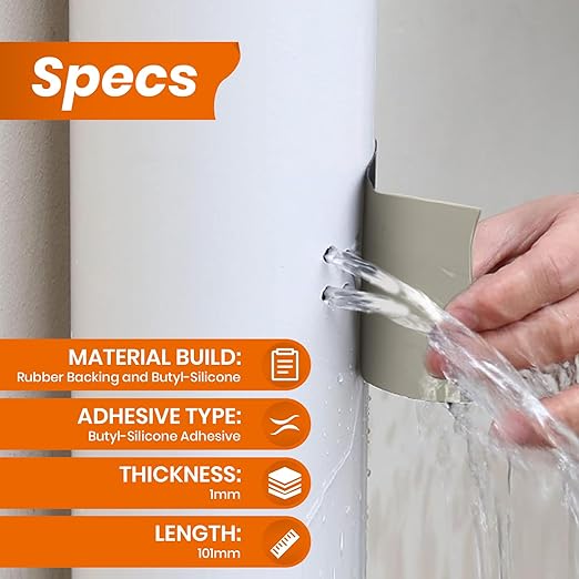 LLPT Waterproof Patch and Seal Tape 4” x 13 Ft Extra Thick Adhesive Layer UV Resistant Backing Permanent Bond Instant Seals for Repairing Gaps Holes Cracks Tears White (PST62110WT4)