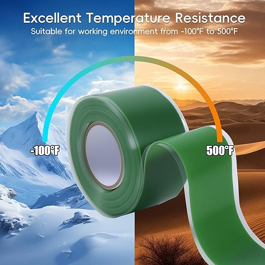 2-Pack Green Silicone Tape (20 Ft Total) - Flexible Grip Tape for Sport Rackets & Fishing Rods - Leak Seal Repair for Irrigation Pipes - Easy-Peel Liner, 1 Inch x 10 Feet
