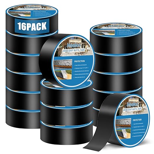 Joist Tape for Decking 2''×50',16 Pack Weather-Resistant Deck Joist Tape,Waterproof Seal Antiseptic Butyl Joists Tape,Self-Adhesive Flashing Joists Tape for Wood Decks Beams Roof