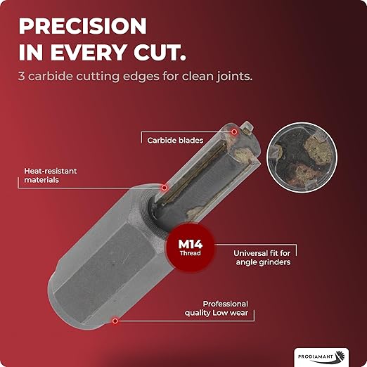 PRODIAMANT® Mortar Rake [10MM / 3/8 INCH] - Raking Bit for M14 Angle Grinder with 5/8-11 Thread - Tuck Pointing Bit for Masonry, Brick, Concrete, Joint & Grout - Tungsten Carbide Cutter - Heavy Duty