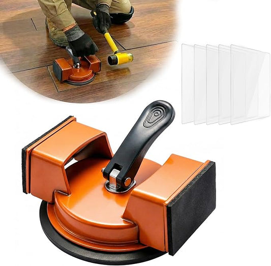 Floor Gap Fixer Tool, with 5pcs Sticky Pads, Double-Sided Striking Surface Floor Gap Repair Tool, Made of Iron & Enhanced Suction Cup, for Fixer Laminate, LVP, Hardwood Flooring Tools
