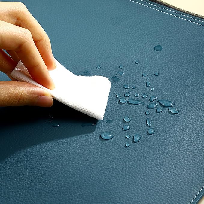 PU Leather A4 File Folder Zipper Document Holder Envelope Folder Case for Receipt Contract (Haze Blue)