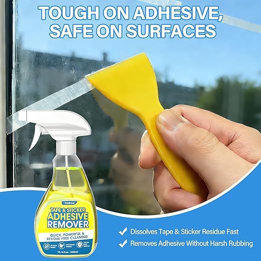 Adhesive Remover Spray (2 Pack) – Removes Stickers, Labels, Tape Residue, Glue, Chewing Gum & Caulk – Works on Metal, Glass, Plastic, Car Paint & More – Sticker & Glue Cleaner with Scraper