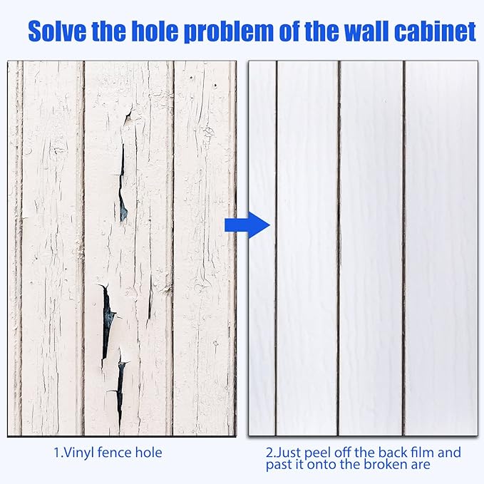 Mudder Vinyl Siding Repair Kit 6 x 8 Inch Vinyl Siding Patch Self Adhesive PVC Tape Hole Covering for Mobile Home Skirting Fence Parts Wall (White B)