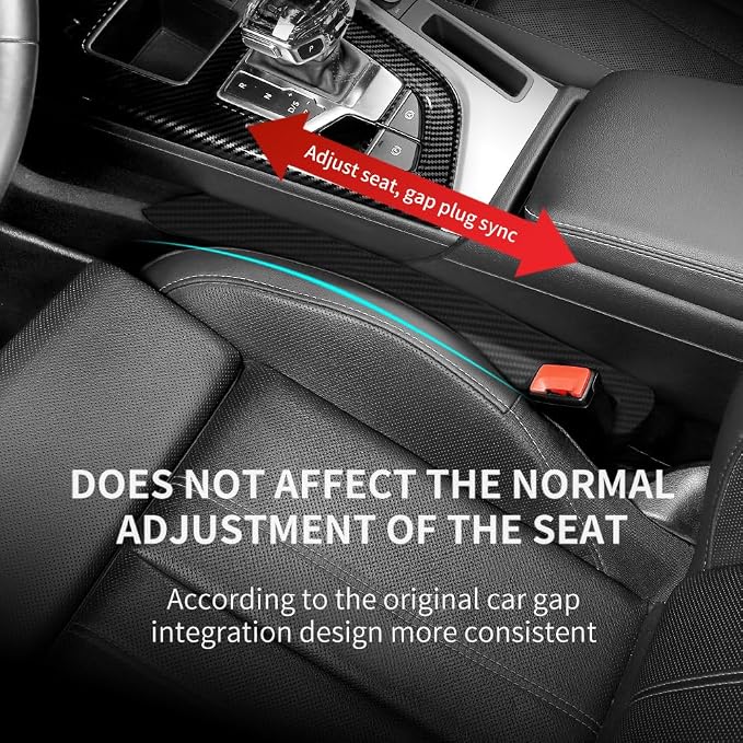 IHOTDER 2PCS Car Seat Gap Filler,Super Flexible Car Side Seat Gap Filler CCar interior Accessories,Universal Car Organizer Between Seats for Tightly Filling Seat Gaps(Carbon Fiber/2PCS)…