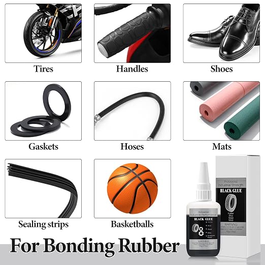 50g Black Glue for Rubber Adhesive - Instant Super Glue All-Purpose Bonding for Tire, DIY Crafts, Edge, Tube Shoes, Metal and Other Materials