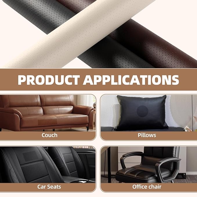Leather Repair Patch, 17X158 inch Strong Sticky Repair Patch Self Adhesive Waterproof, DIY Large Vinyl Patches for Couches, Furniture, Sofa, Car, Chair (DBrown, 17X158 inch)