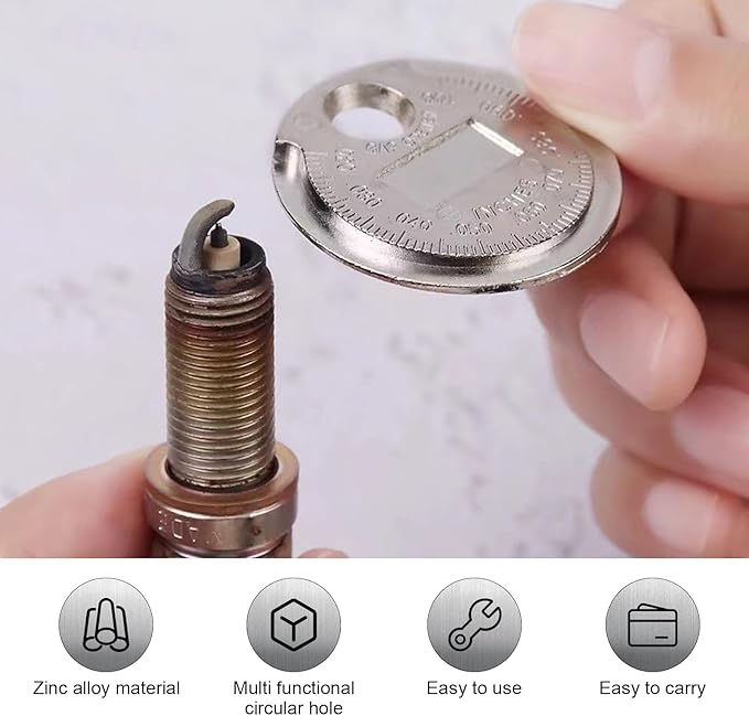 1 PC Spark Plug Gapping Tool, Spark Plug Gapper, 0.020 to 0.100 Inch Coin Spark Plug Gap Gauge Auto Repair Tool, Universal for Most Cars, Trucks, SUVs, Motorcycles (Silver)