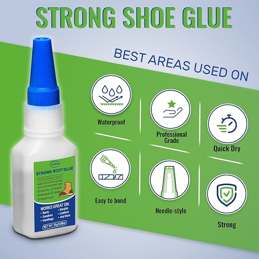25g Cowboy Boots Glue: Waterproof Professional Glue for Muck, Hiking, Suede, Repair Heel, Working Boot Sole