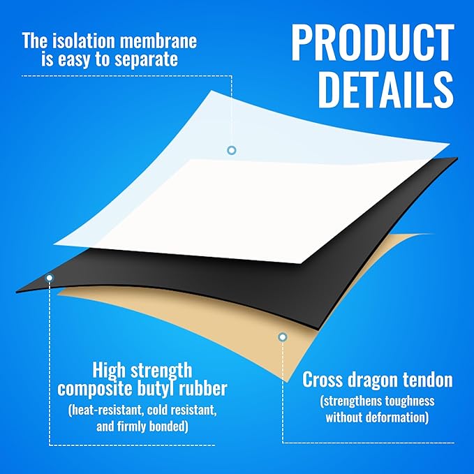 Pond Liner Seam Tape 4" x 50' - Double Sided Butyl Adhesive Tape for EPDM Liners, Waterproof Repair Patch for Ponds, Fish Ponds, Water Features & Outdoor Landscaping (Black)