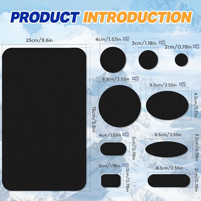 35Pcs Down Jacket Repair Patch Kit Pre-Cut Nylon Patches for Clothes Self-Adhesive Fabric Tape Waterproof Lightweight Outdoor Gear Tenacious Repair Tape for Puffer Jacket Coat Tent Backpack(Black)