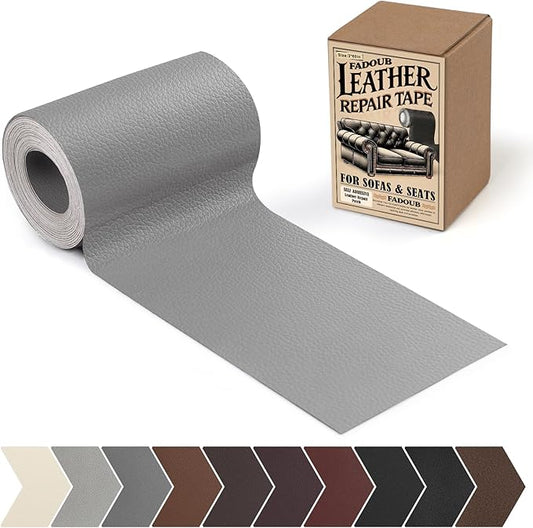 Leather Repair Patch, 3 x 60In Self Adhesive Leather Repair Tape Kit for Furniture, Couch, Sofa, Office, Car Seats, Car Interior, Vinyl Repair Kit (Gray)