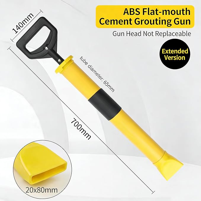 Caulking Pump Grouting Gun 27.5” | Cement Applicator with Flat Nozzle & Comfort Grip Handle | Multiple Applications Tool | Easy Clean Filler Tube for Concrete Repair, Drywall Joint, Mortar Pointing