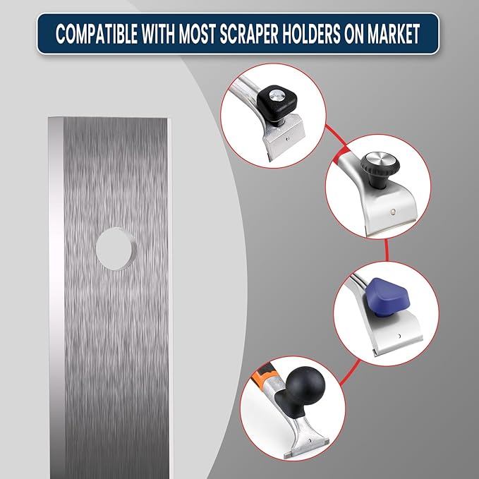 LU&MN Carbide Scraper Replacement Blades, 2" / 50×12×1.5mm Double-Edged Reversible Blades, Fits Most Handheld Paint, Glue& Grout Scrapers, 10Pieces